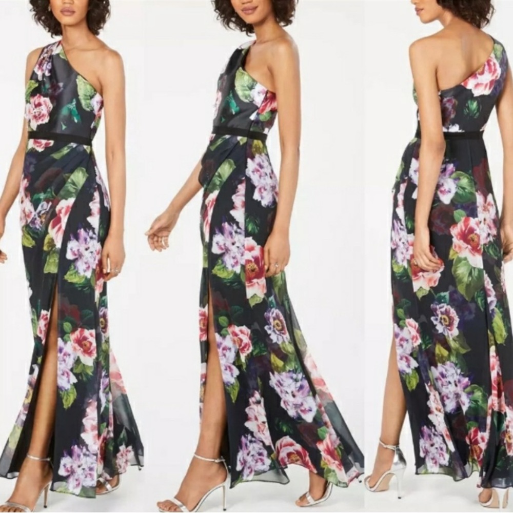 Adriana Papell floral beaded gown. Sz: 10